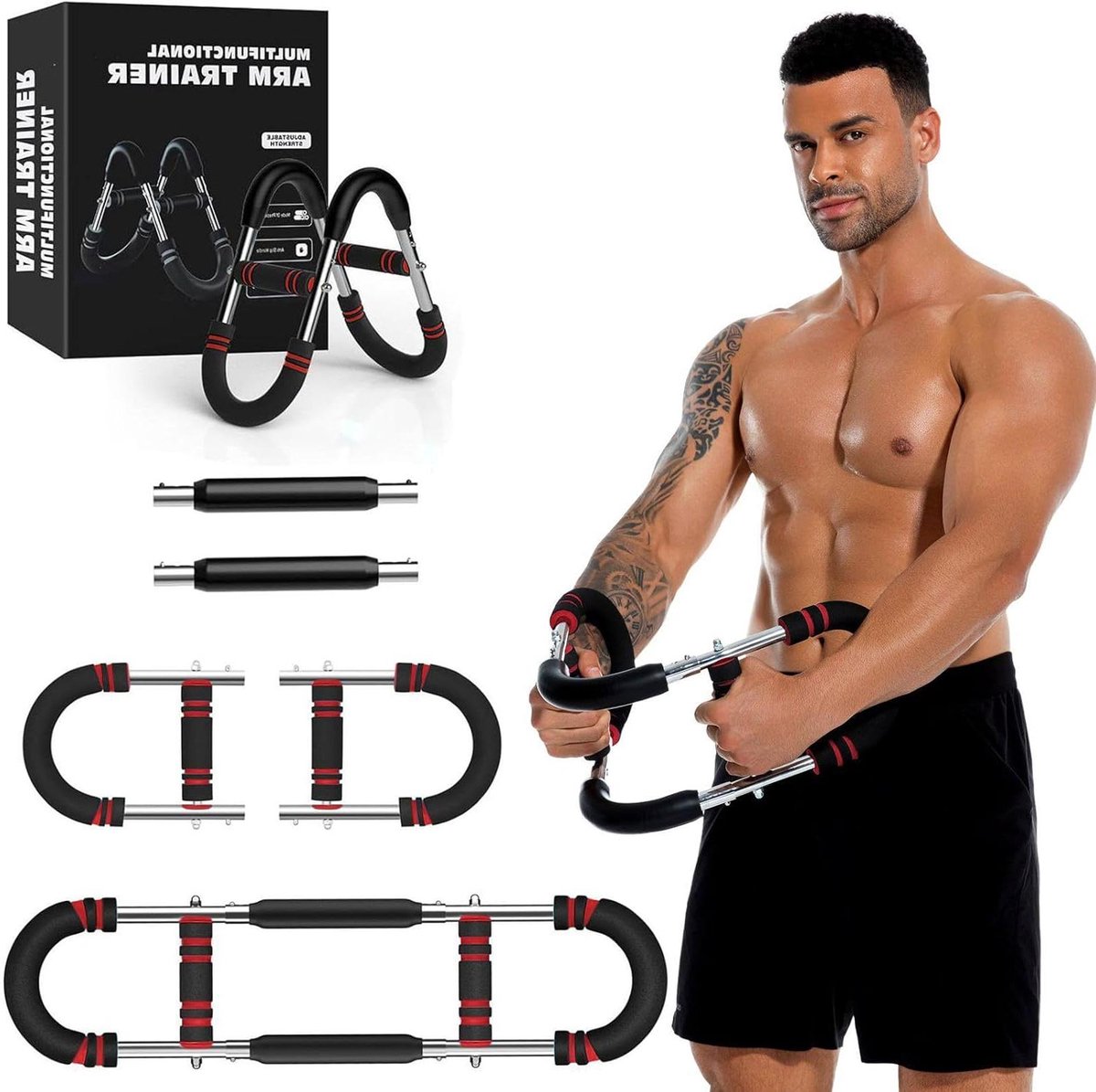 Twister Arm Trainer - Borst Trainer - Kracht Training - Verstelbare Weerstand - 20-60 lbs - Rood