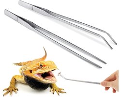 Reptielen Tangen Set - Aquarium Tweezer - Voederen en Verzorgen - Extra Lange Lengte - 27 cm - Zilver