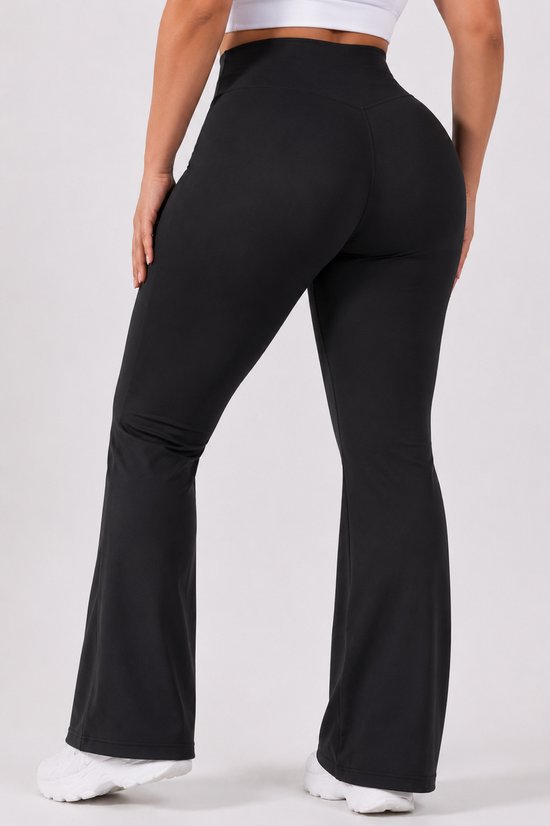 SparkNine Cozyflow legging - fleece voering - 3XL - plus size - zwart - hoge taille - flared fit - warm & zacht — afbeelding 3