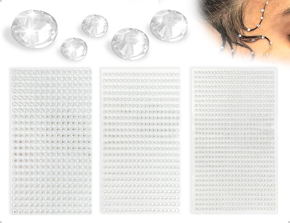 Strass-steentjes om op fotolijsten voor kinderen te plakken, wenskaarten, maskers en nageldecoraties (zilver, rond)