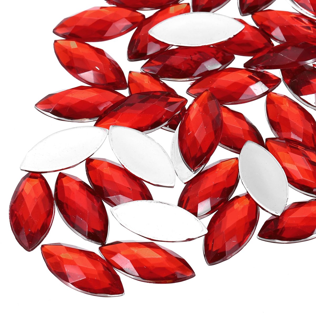 30 stuks acryl paardenoog edelstenen, rode strass-steentjes 20 x 9 mm platte achterkant edelstenen platte achterkant kristal strass-steentjes groothandel edelstenen