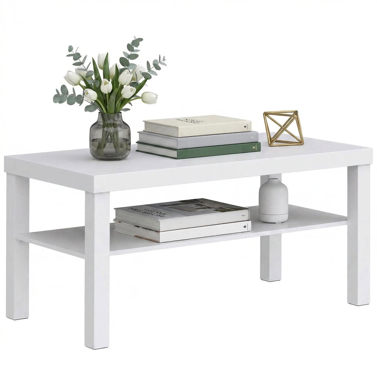 HOMCOM Salontafel - MDF - 90 x 45 x 44,5 cm - Wit