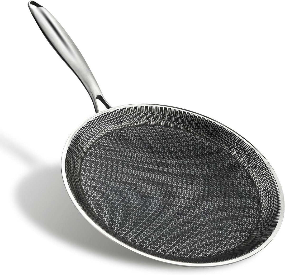 Crêpe Pan - Pannenkoekenpan Koekenpan - Ontbijt Maken - Honingraat Structuur - 28 cm - Zilver