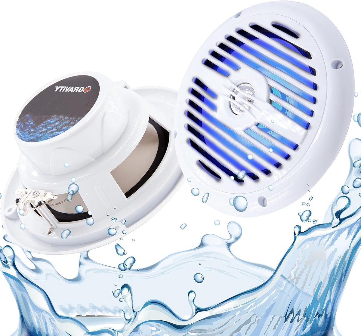 Marine Speakers - Waterdichte Audio - Buiten Geluid - Ingebouwde LED - 65 Inch - Wit