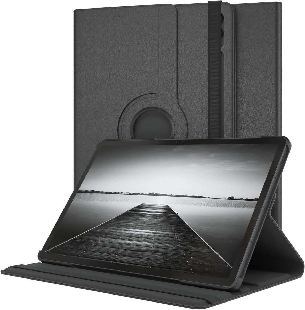Tablet Beschermhoes - Smart Cover - Veelzijdige Kijkopties - 360 Graden Draaibaar - 28.5 x 18.5 cm - Zwart