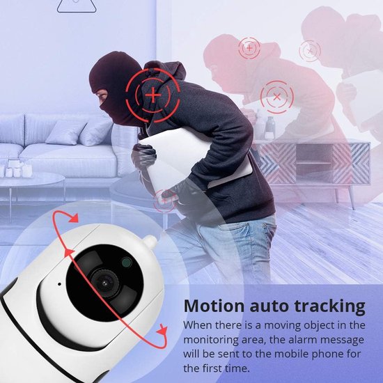 Beveiligingscamera Binnen - IP Camera Woning - Huisbewaking Thuis - Automatische Bewegingsdetectie - Full HD 1080P - Wit — afbeelding 2