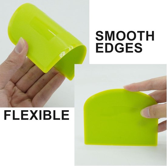 3 stuks deegschraper, deegschraper snijder, plastic gebak brood deeg cutter kom schraper gladder gereedschap, broodschraper voor het bakken van brood, pizza en cake (groen, wit) — afbeelding 2