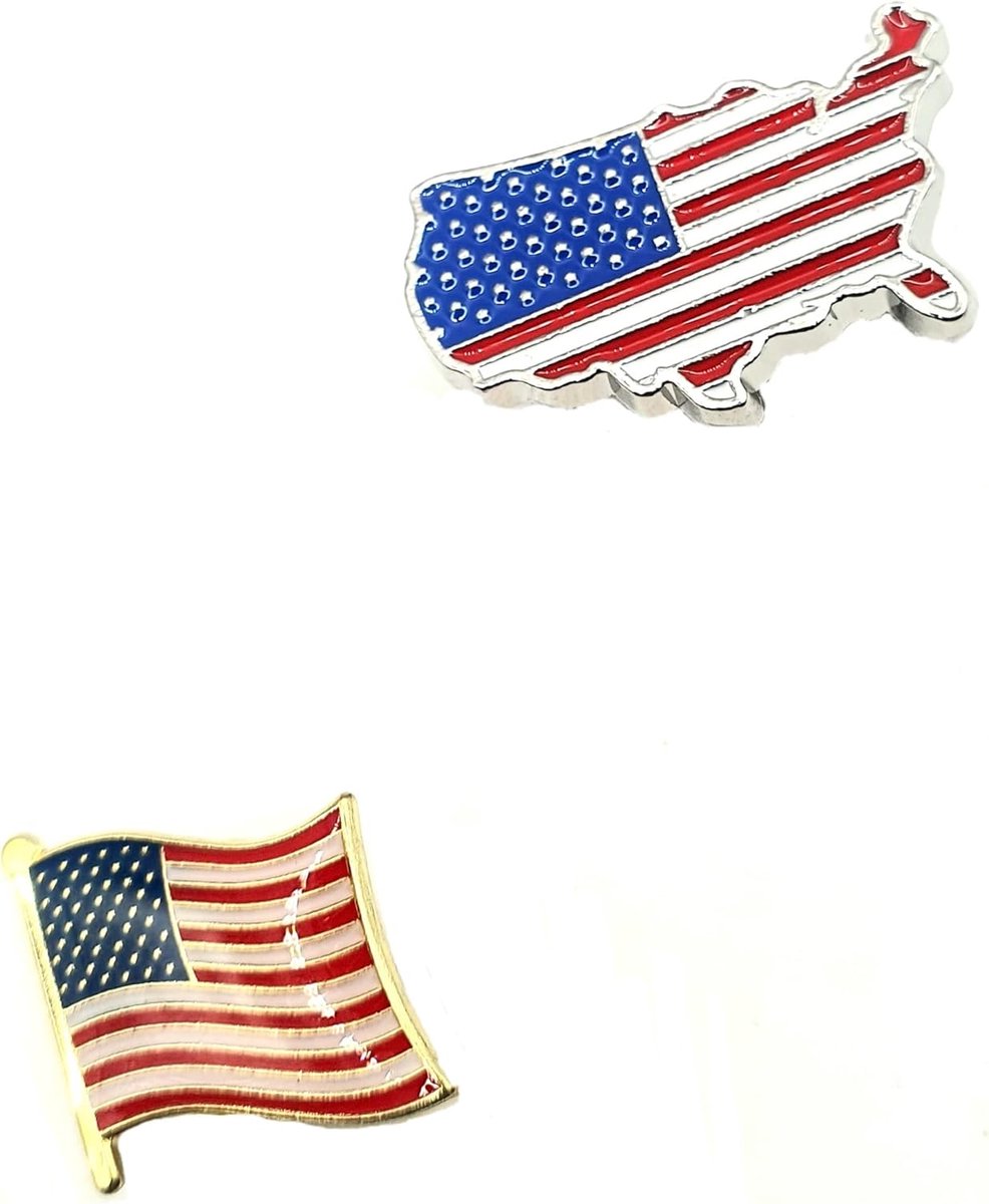 Staten van Amerika Amerikaanse vlag Land Metalen Emaille Pin Badge Pakket van 2