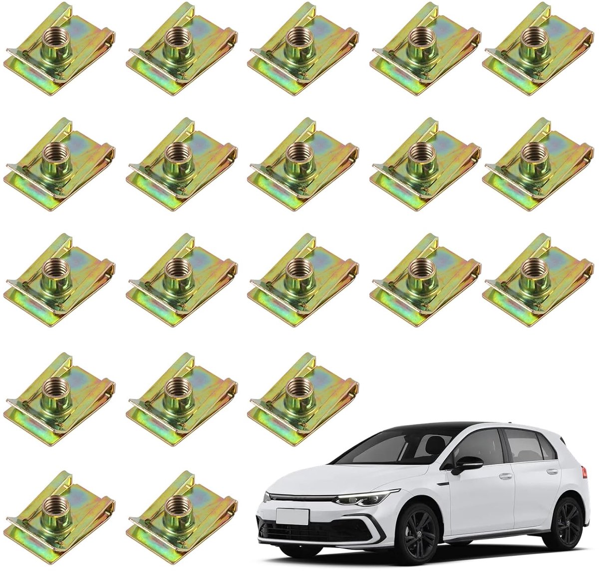 20 stuks U-type M6 moerklemmen voor autobevestiging, carrosserieclips van duurzaam mangaanstaal, auto-interieurclips, plaatmoer M6 voor panelen