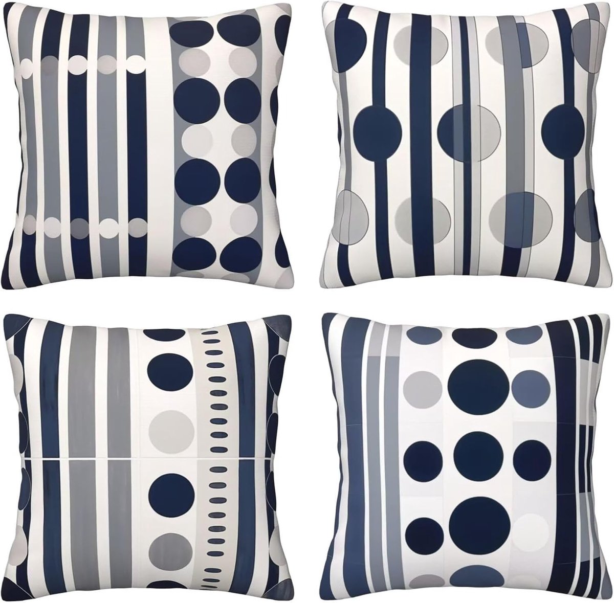 Kussenhoezen voor bank, 65 x 65 cm, set van 4, fluwelen kussenslopen met verborgen ritssluiting, vierkante ronde lijnen, kussenovertrekken voor bank, woonkamer, slaapkamer en stoel