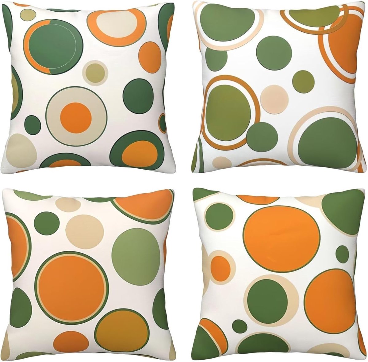 Kussenslopen van 65 x 65 cm, set van 4 stuks, zachte fluwelen kussenslopen met onzichtbare rits, voor slaapbank, woondecoratie, groen en geel, set van 4 kussenslopen 26 x 26 inch, U7367