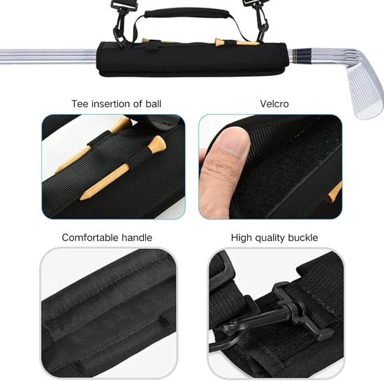 Golf Club Mini Tas - Golftas Draagbaar - Driving Range Oefenen - Lichtgewicht & Opvouwbaar - 3-6 Clubs - Zwart — afbeelding 5