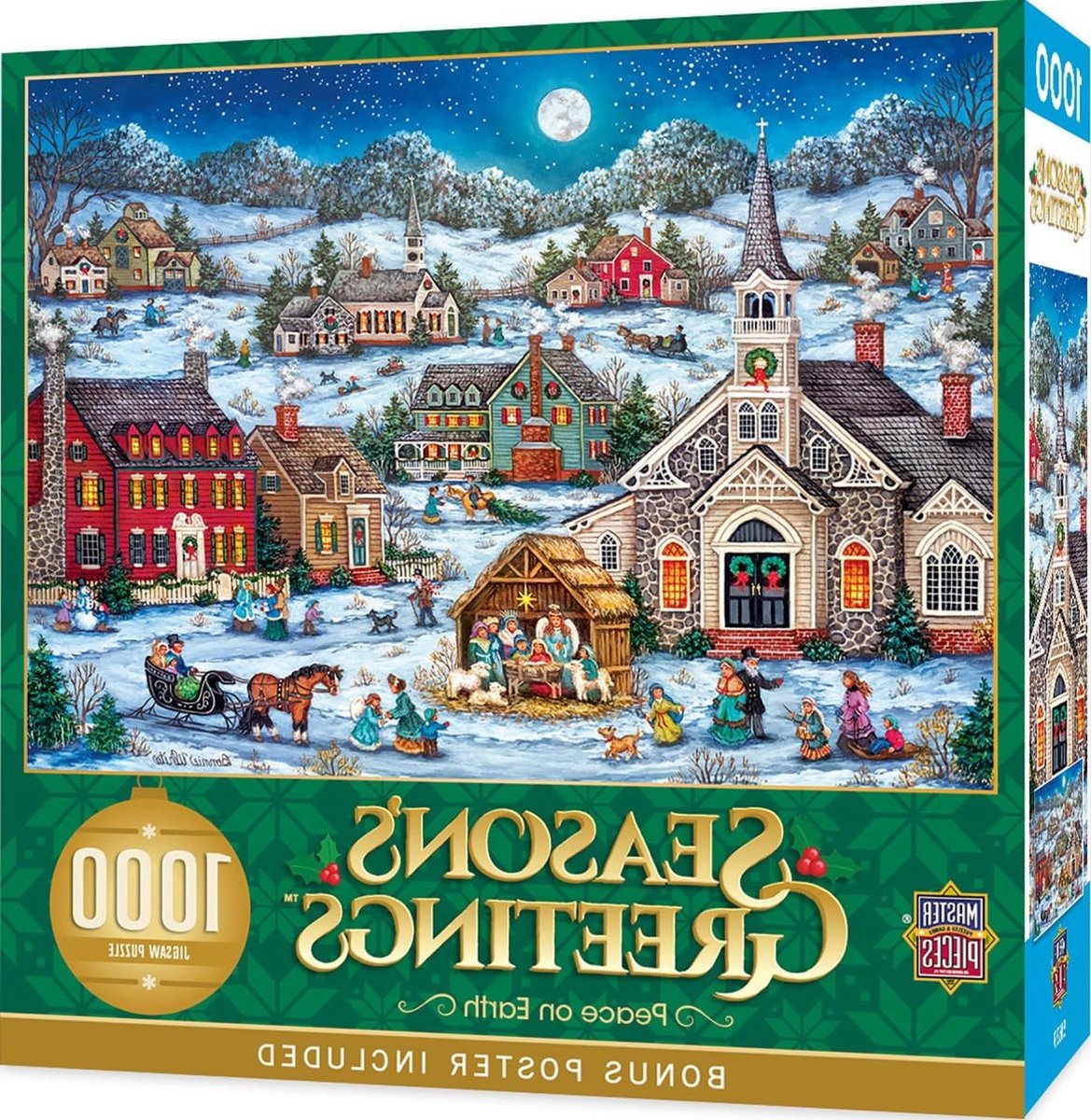 Kerstpuzzel 1000 stukjes - Legpuzzel Vrede - Ontspannen Vrije Tijd - Gemaakt van gerecycled materiaal - 489 x 689 cm