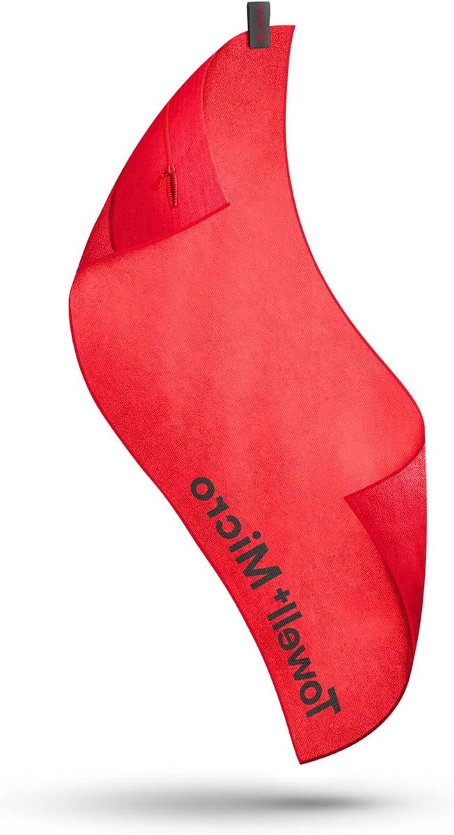Microvezel Sporthanddoek - Sneldrogende Handdoek - Sporten en Reizen - Met Anti-slip en Ritsvak - 115 x 42.5 cm - Rood