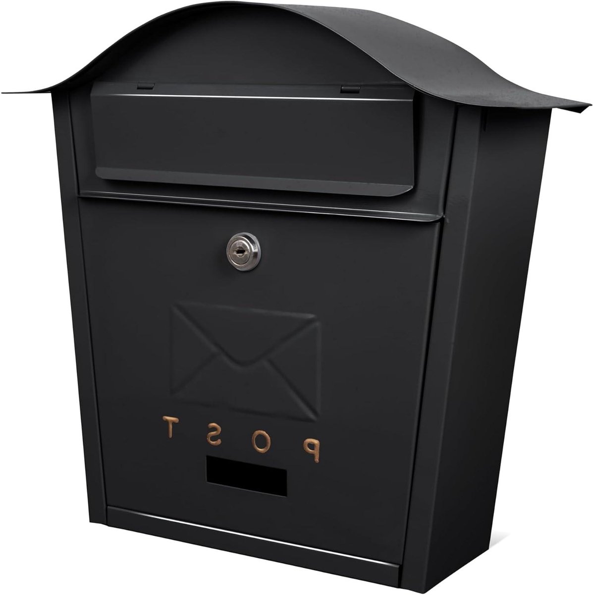 Brievenbus Muurmontage - Postbus Buiten - Post Ontvangen - Afsluitbaar Gietijzer - 36 x 13 x 37 cm - Zwart