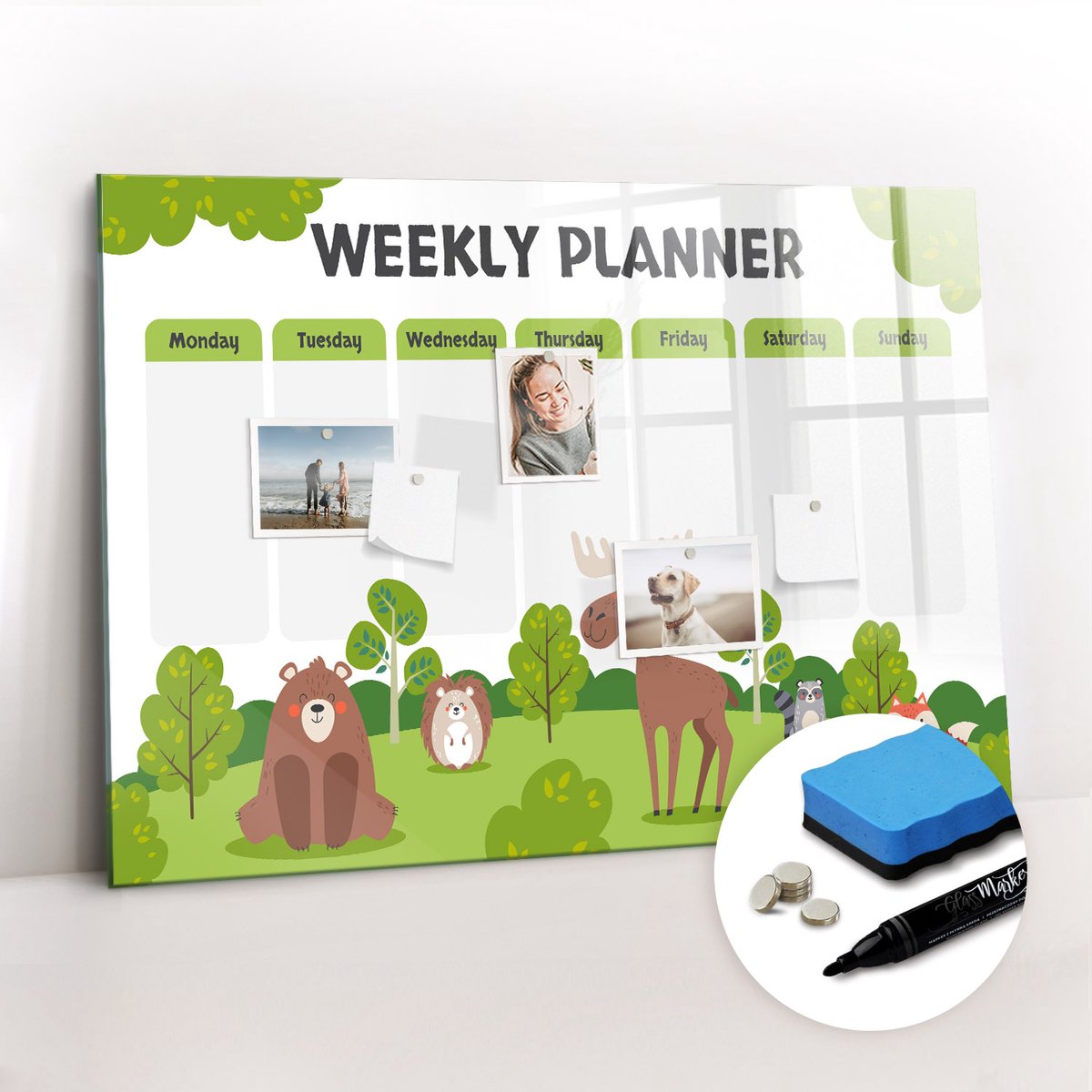 Tulup Whitebord - Lesplan voor school - 100 x 70 cm - Groente Memobord Magnetisch - Gratis 5 Sterke Magneten + Whiteboard Marker & Wisser - Decoratief Magnetisch Bord - Magnetisch Memobord - Inspiratiebord Kantoor