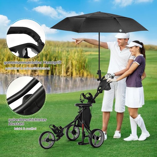 Golftrolley - Golfkar - Golfen - Inklapbaar ontwerp - 130 cm lang - Grijs — afbeelding 3