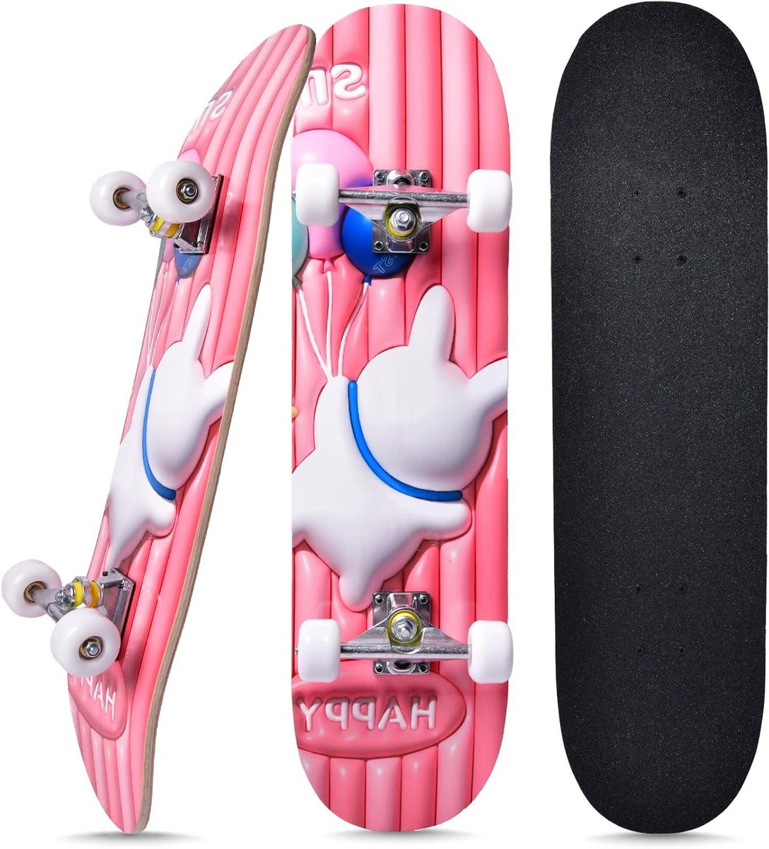 Complete skateboard Beginners board Stabiel cruisen 7-laags esdoorn deck 70 cm Konijn ontwerp