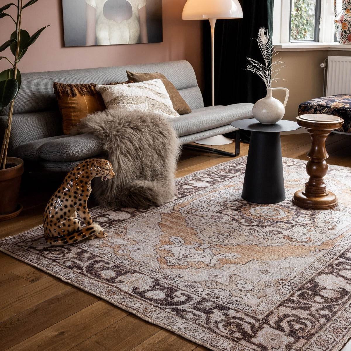 Vintage vloerkleed Joe Bruin/Oranje Interieur05 - 230 x 330 cm - (XL)