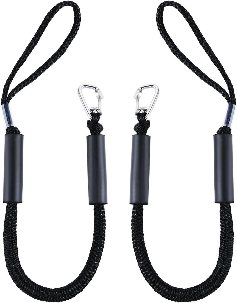Bungee Docklijnen - Bootlijnen Touwen - Boot Beveiligen - Schokabsorberend Ontwerp - 3 voet - Zwart