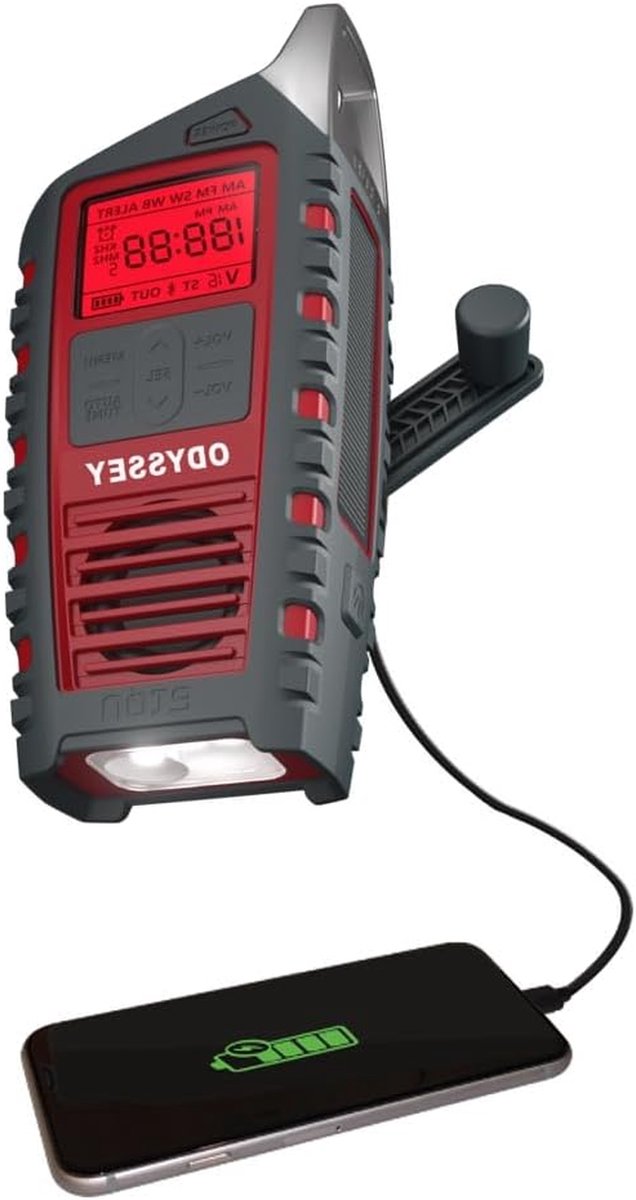 Noodradio met Bluetooth - Weerradio Zaklampradio - Voorbereid op Noodgevallen - Vier Energiebronnen - 21 x 9 x 6 cm