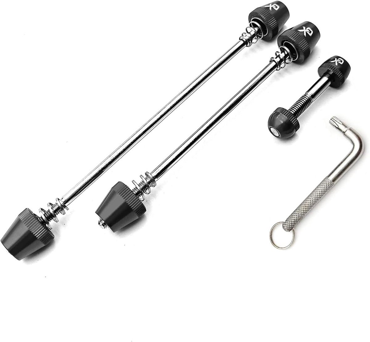Anti-diefstal Fietspinnetjes - Wielbouten Beveiliging - Fietsbeveiliging - 7-Lobe Pin Design - Voor: 112mm / Achter: 148mm - Zwart