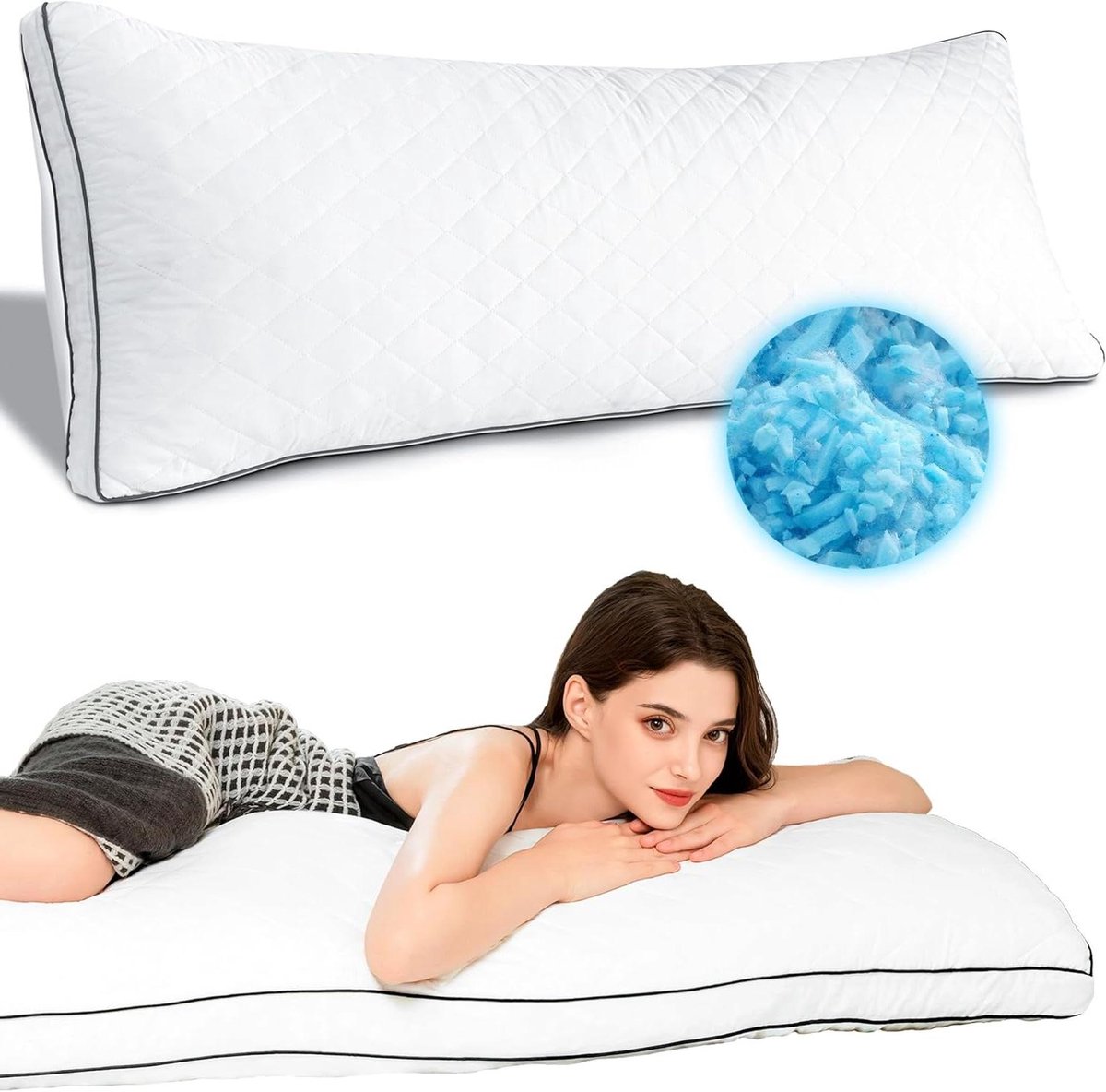 Memory Foam Body Kussen - Lichaamskussen Ondersteunend Kussen - Comfortabel Slapen - Zacht en Stevig - 137 x 51 cm