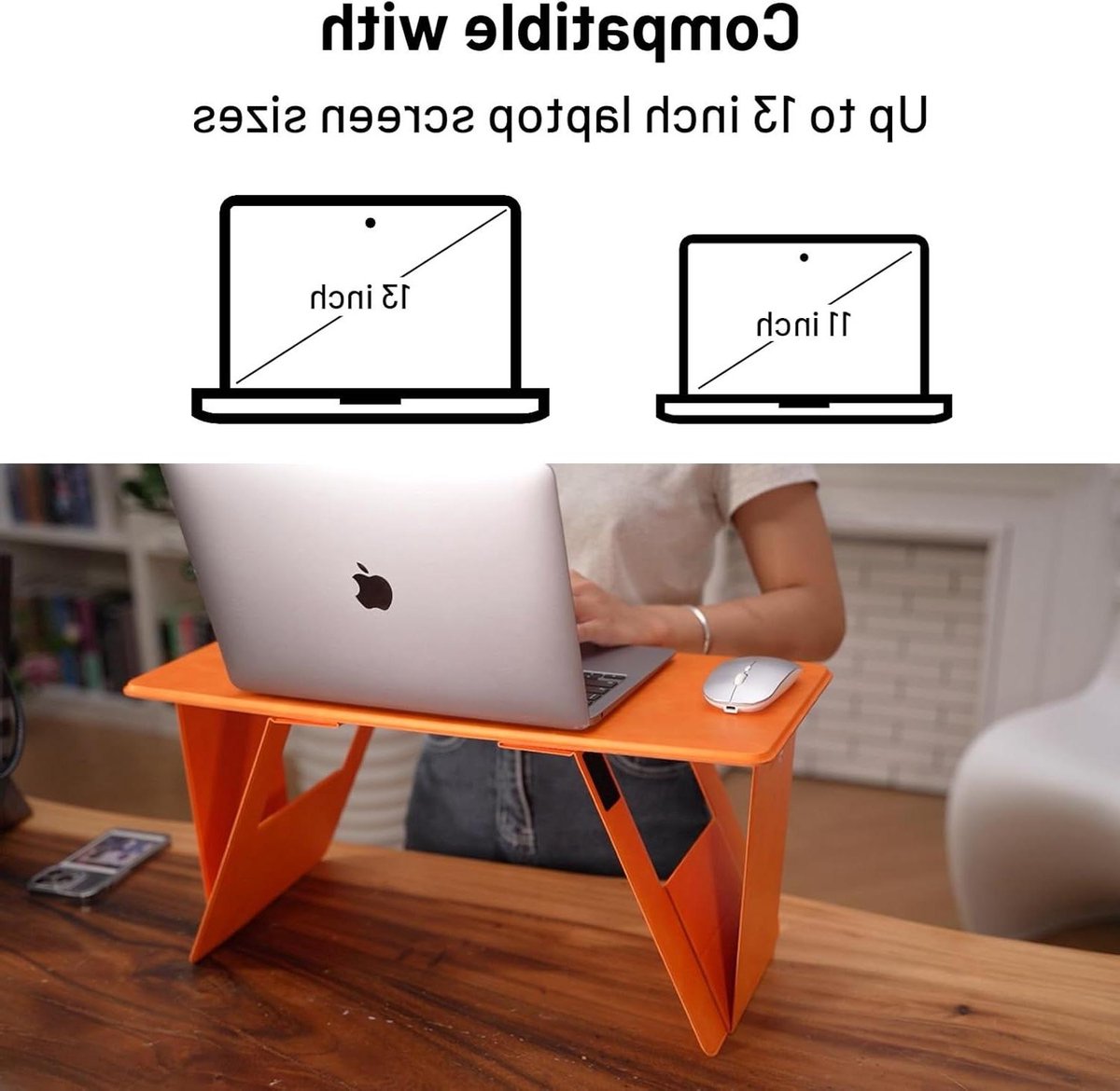 Opvouwbaar Schootbureau - Laptop Tafel - Comfortabel Werken - Ingebouwde Klittenband - 17.3 x 9.4 inch - Oranje
