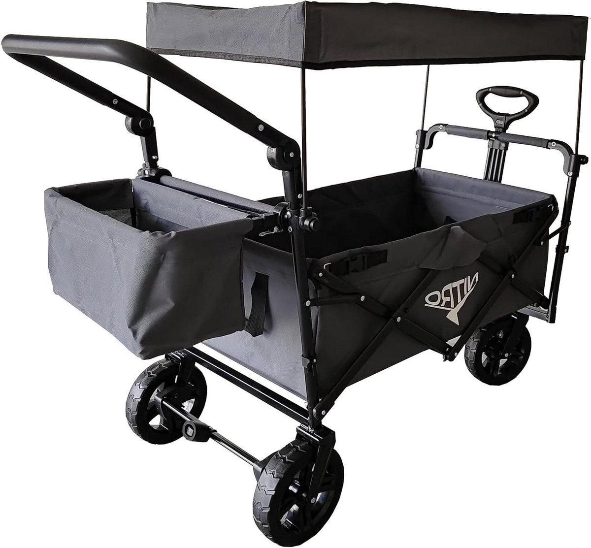 Vouwbare Transportkar - Duo Wagentje - Boodschappen Doen - Met Veiligheidsgordels - 130 x 55 x 99 cm - Grafiet