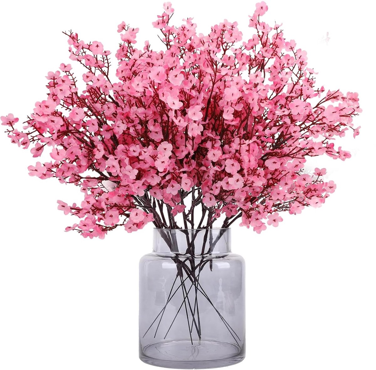 Kunstbloemen, 12 stuks Gypsophila kunstbloemen voor doe-het-zelf bruiloft, boeket, party, tafel, middenstukken, bloemstukken en woondecoratie (roze)