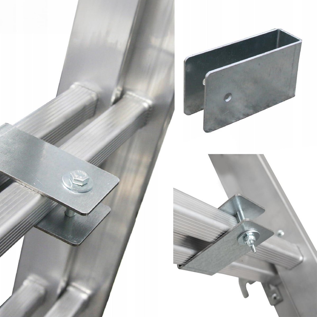 Ladder Verstelstuk - Ladder Stabilisator - Veilig Werken - Aanpassing Ongelijke Ondergrond - 60x20mm - Zilver