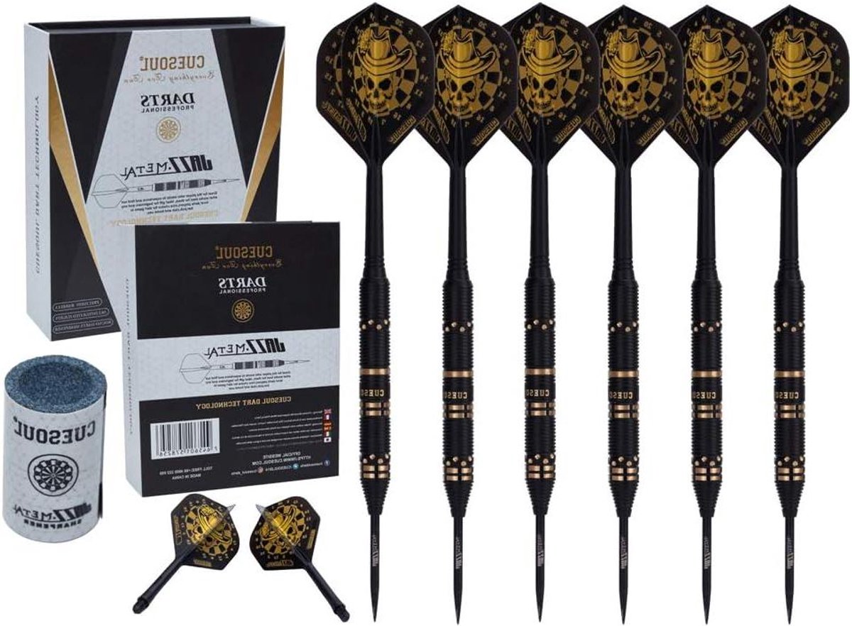 Zachte Darts Set - Messing Darts - Spel en Ontspanning - Geïntegreerde Flights - 19 gram - Zwart