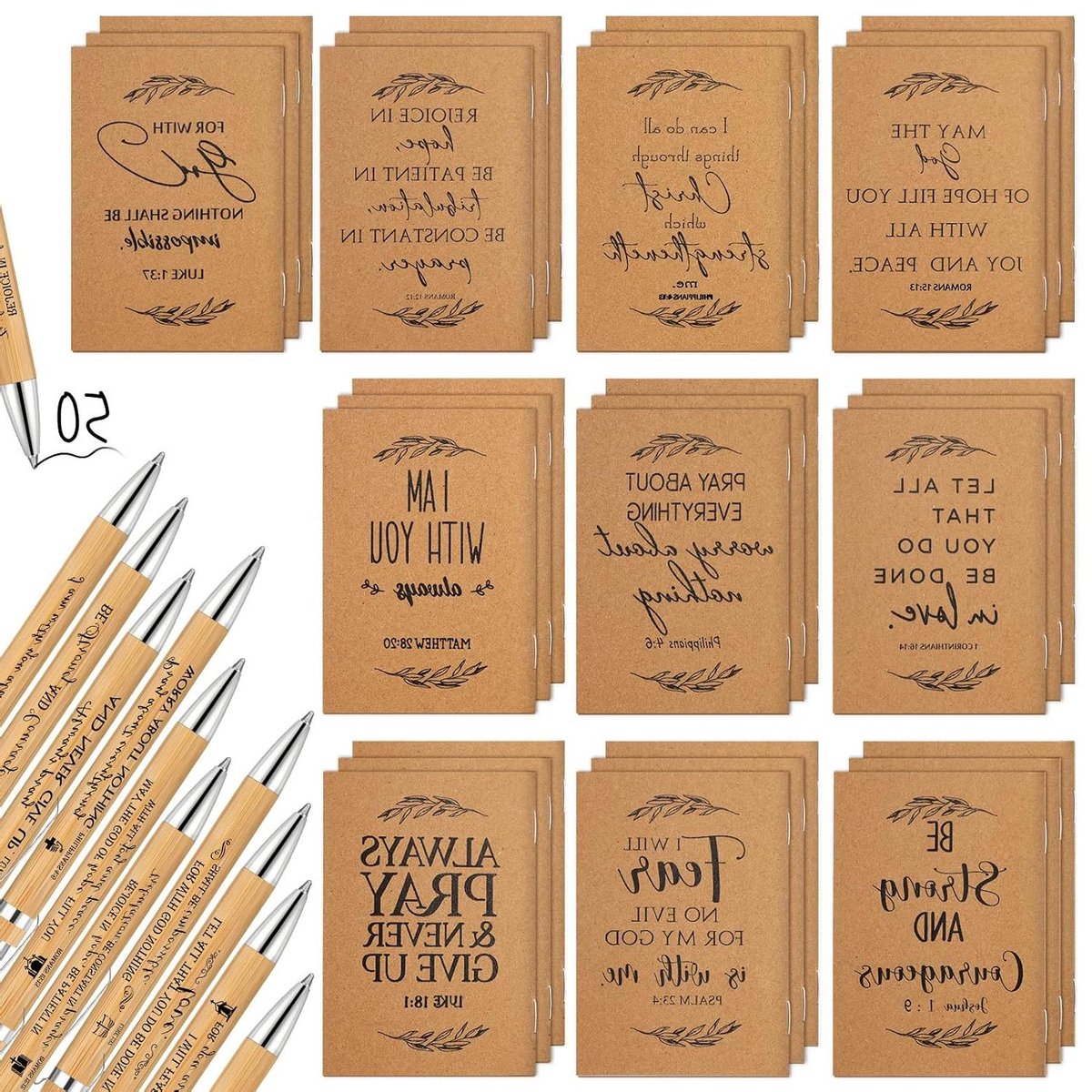 Christelijke Gift Notebooks - Gebed Journals - Notities Maken - Mini Pocket formaat - 100 stuks - Bruin