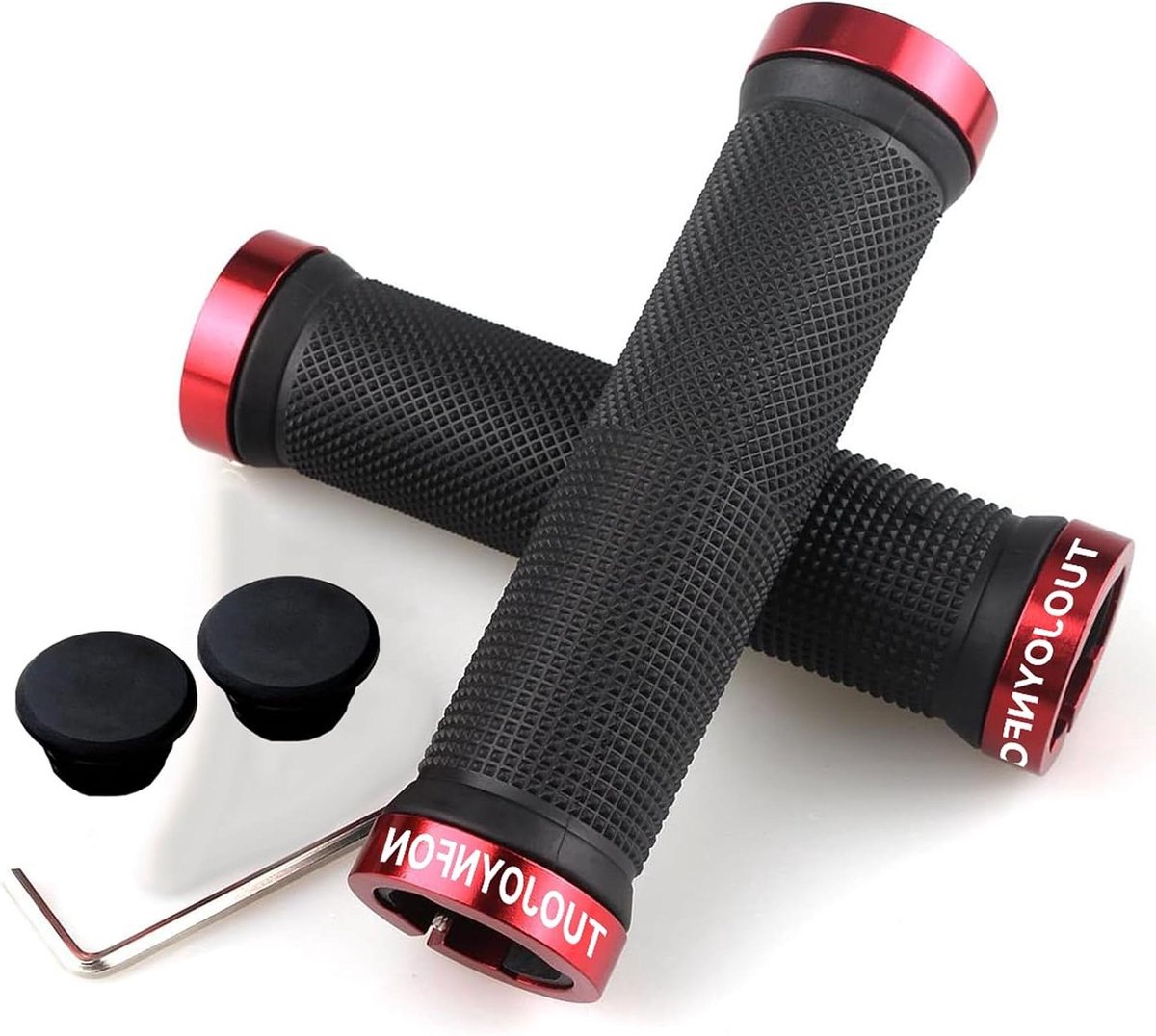 Fietshandgrepen Antislip - Stuurgrepen Fiets - Comfortabele Rit - Aluminium Slotringen - 20-22 mm - Rood