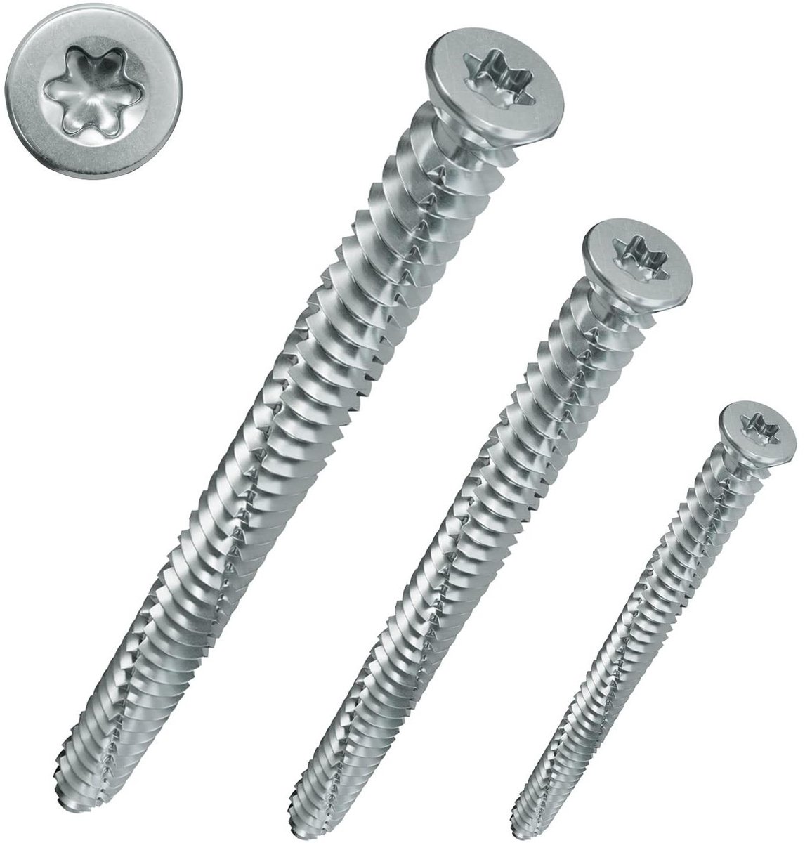 Raamschroeven Universeel - Kozijnschroeven Bevestiging - Kozijnen Monteren - Dubbele Schroefdraad Grip - 75 x 302 mm - Verzinkt
