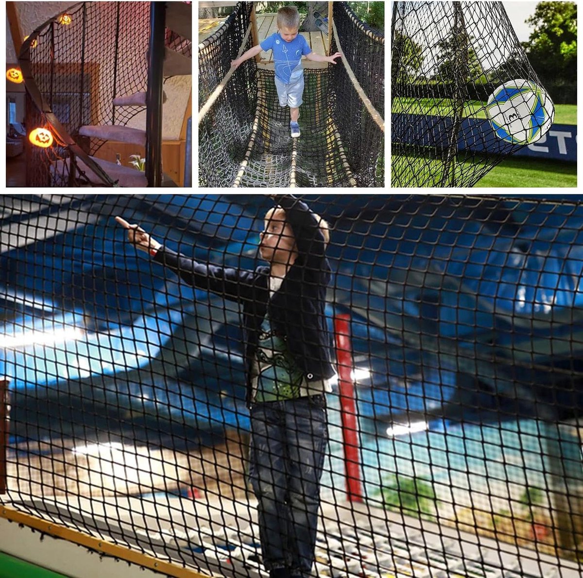 Veiligheidsnet Kinderen - Valbeveiliging Net - Trappen Balkons Beveiligen - Hoge Sterkte Polyester - 1.5x9 Meter - Zwart