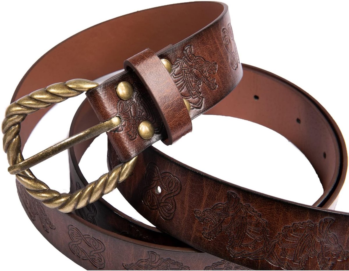 faux lederen riem, Renaissance ridder riem, Viking Dragon patroon reliëf riemen, Vintage Cosplay Kostuum Accessoires voor Mannen