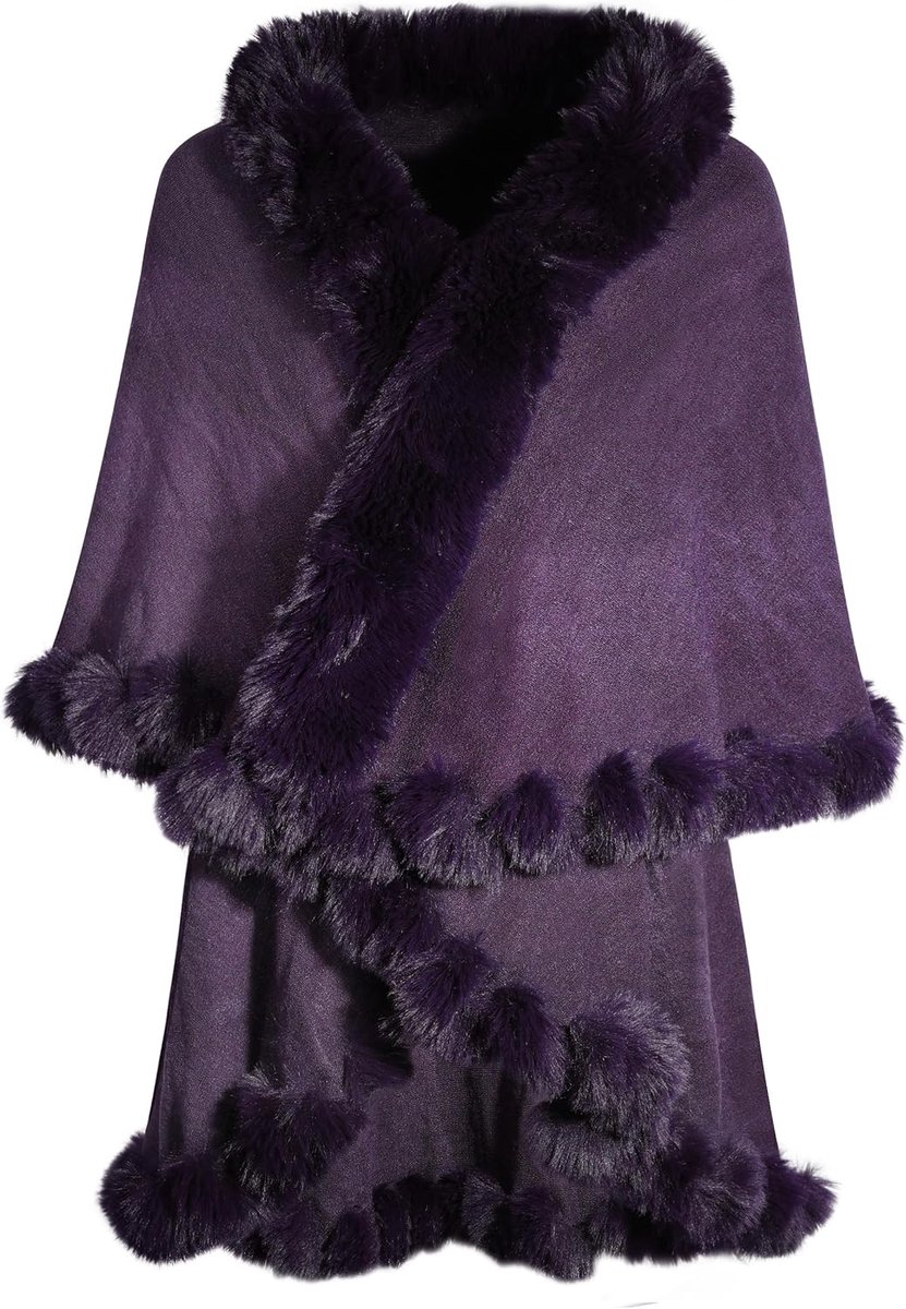 Dames winter imitatiebont poncho gebreide sjaal stola warme cape cardigan