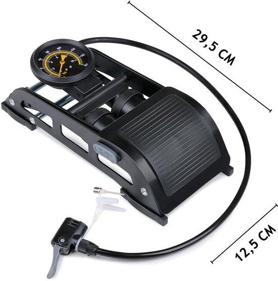 Dubbele Voetpomp met Manometer voor Auto, Fiets en Motorbanden — afbeelding 2