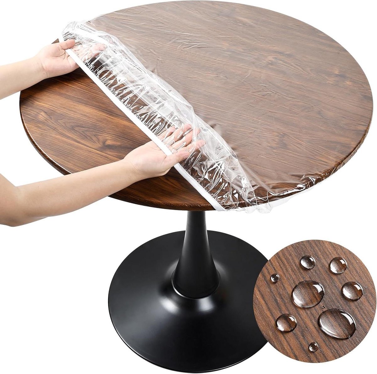 Transparant tafelkleed - Rond tafelkleed - Tafel beschermen - Weerbestendig met elastiek - 120 cm - Transparant
