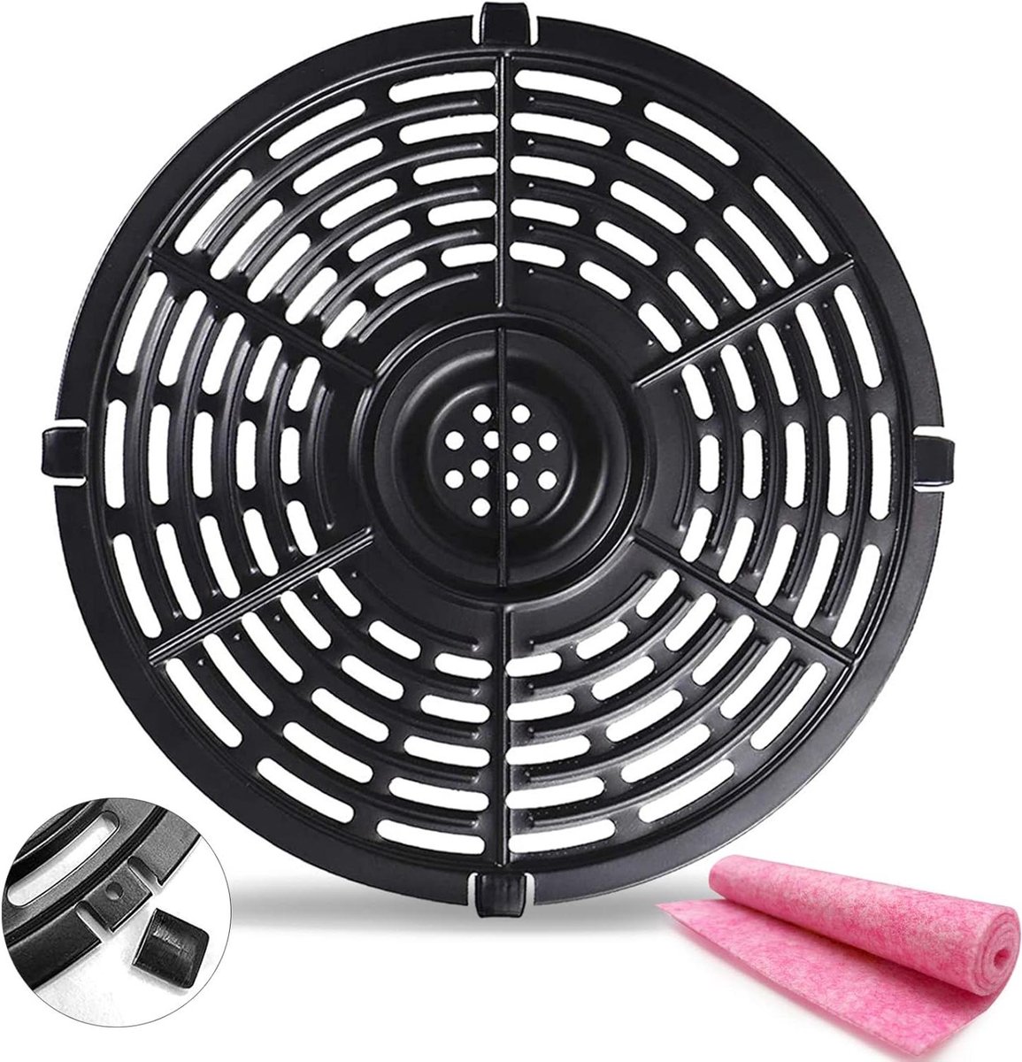Airfryer Grillplaat - Crisper Plate Bakplaat - Lekker Koken - Vaatwasmachinebestendig - 22 x 22 cm - Zwart