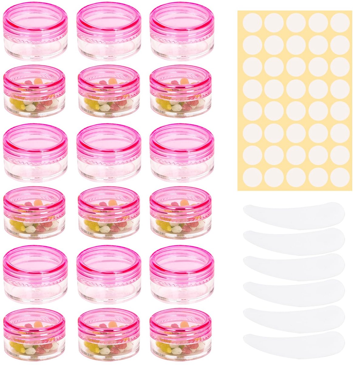 Cosmetica-potjes met deksel, kleine kunststof potjes voor crèmes (roze, 5-27 stuks)