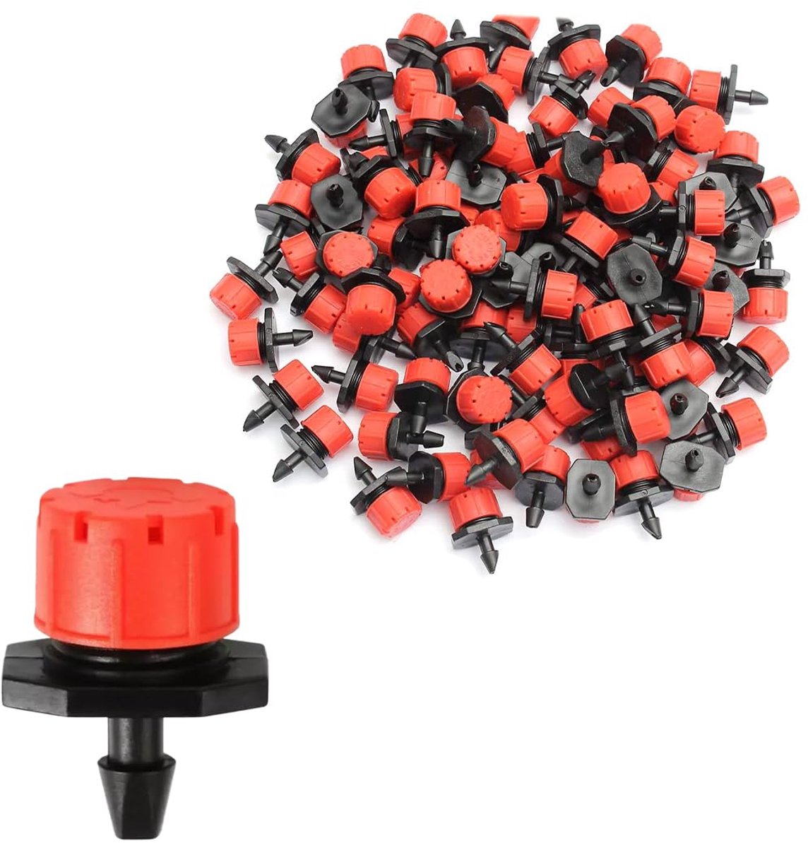 Automatische irrigatieset, 100 stuks, micro-druppels, verankeringen voor tuinslang, verstelbaar systeem, tuinset, micro-irrigatiesysteem voor gazon en tuin