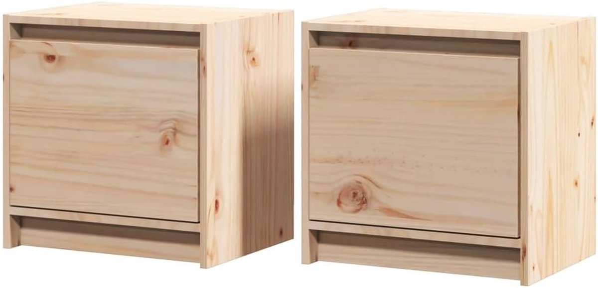 Nachtkastjes 2 stuks - Slaapkamerkastjes - Opbergen Slaapkamer - Massief Hout - 40x30x40 cm - Houtkleur