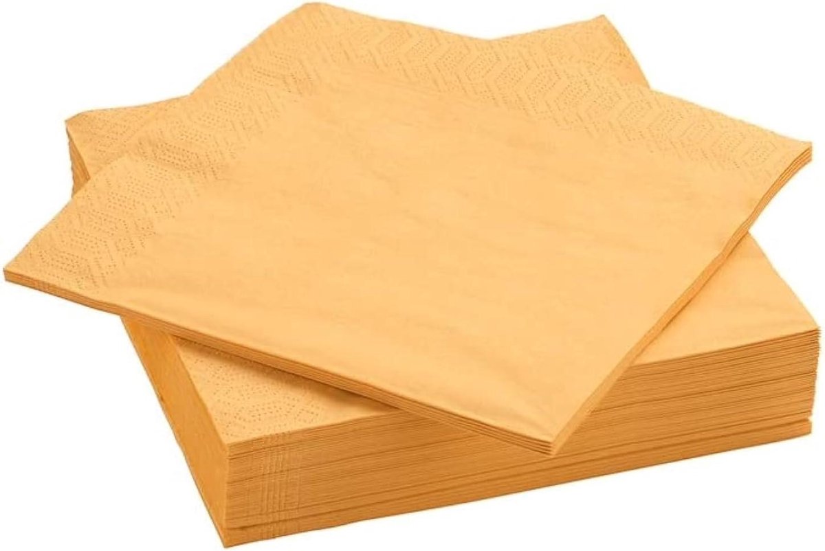 Papieren servetten - Servetten 3-laags - Huishoudelijk gebruik - Hoog absorptievermogen - 20 x 20 cm - Geel