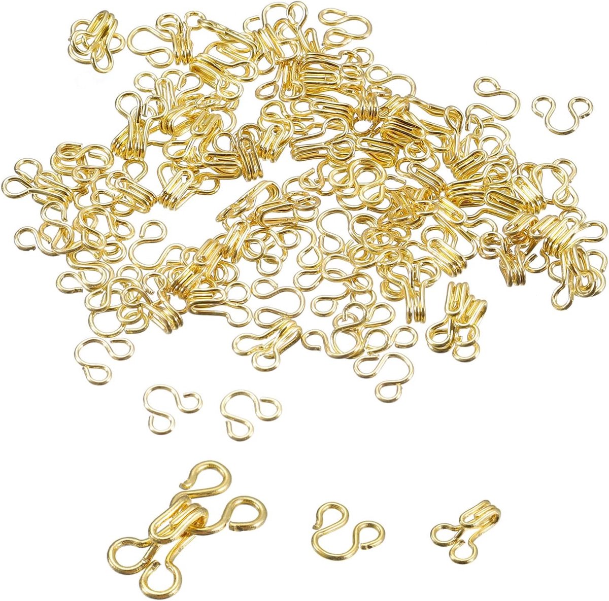 60 haken en ogen om te naaien, sluiting voor kleding, beha-haken, 11,7 mm, vervanging voor naaien, beha, geschikt voor kleding, broeken, mantels, naaien, goudkleurig, Goud, 11.7mm