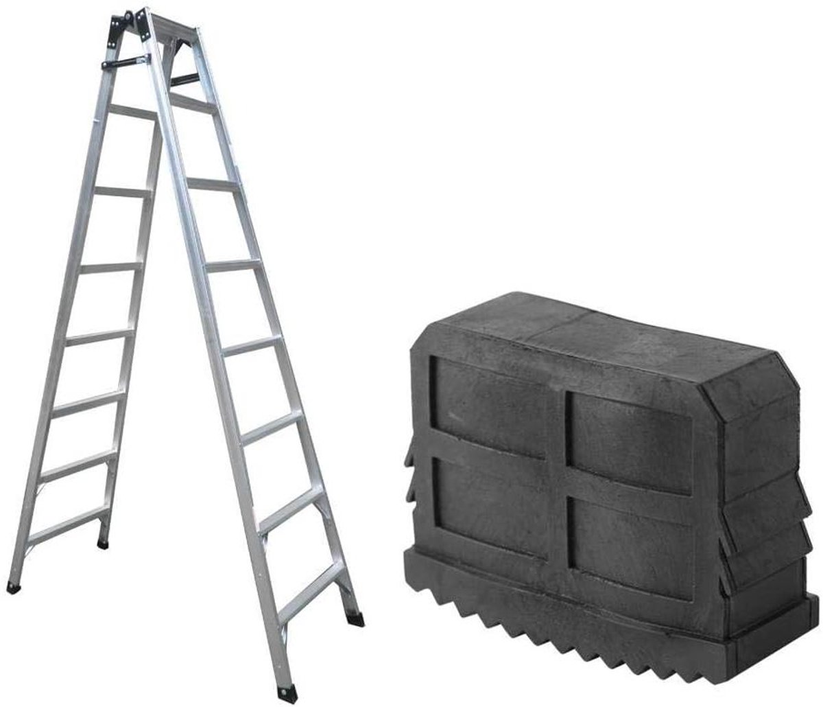 Rubberen Ladder Voetjes - Reservepoten Ladder - Ladder Stabiliseren - Antislip Diepe Ribbels - 6 x 4.5 cm - Zwart