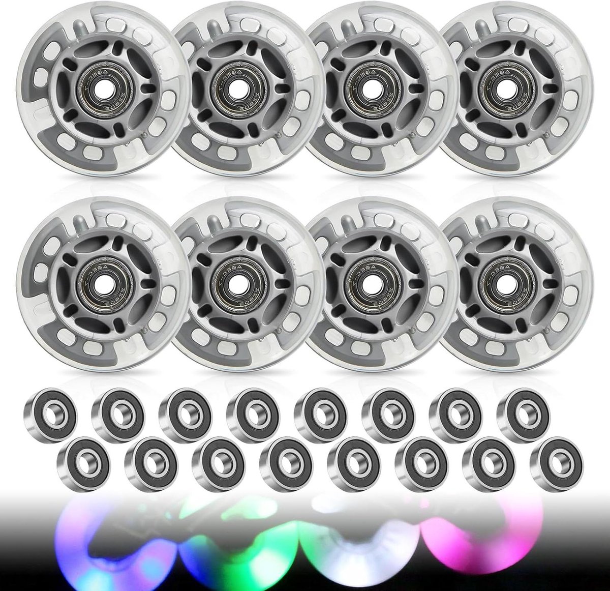 Inline Skate Wielen Rollerblade Wielen Snel Skaten Met LED Verlichting 72mm Transparant