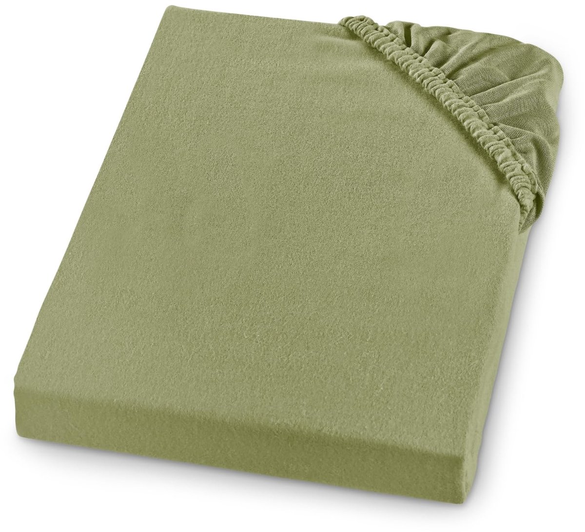 Hoeslaken, flanel, Made in Germany, 100% katoen, elastiek rondom, matrassen tot 23 cm hoog, elastiek rondom, Oeko-Tex, wasbaar tot 60 graden, 100 x 200, lindegroen
