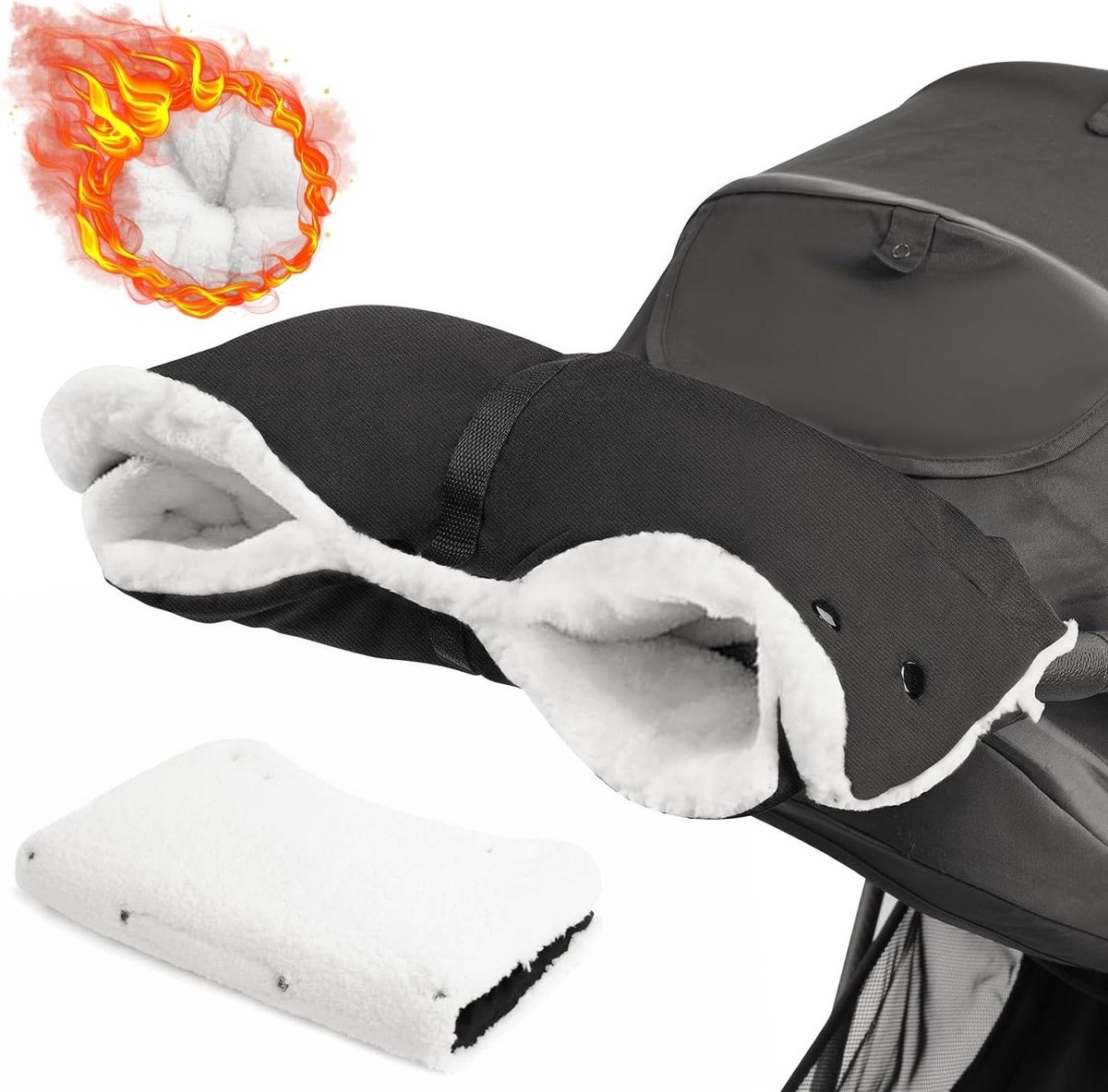 Handwarmer Kinderwagen - Mijter - Babycomfort - Waterdicht - 30 x 23 cm - Zwart